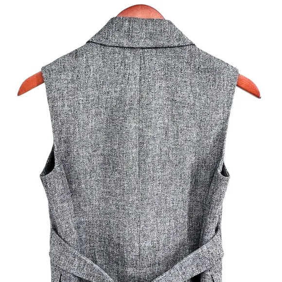 Theory Womens Sedeia Linen Crepe Vest Size 2 Gray Speckled Boucle Structured