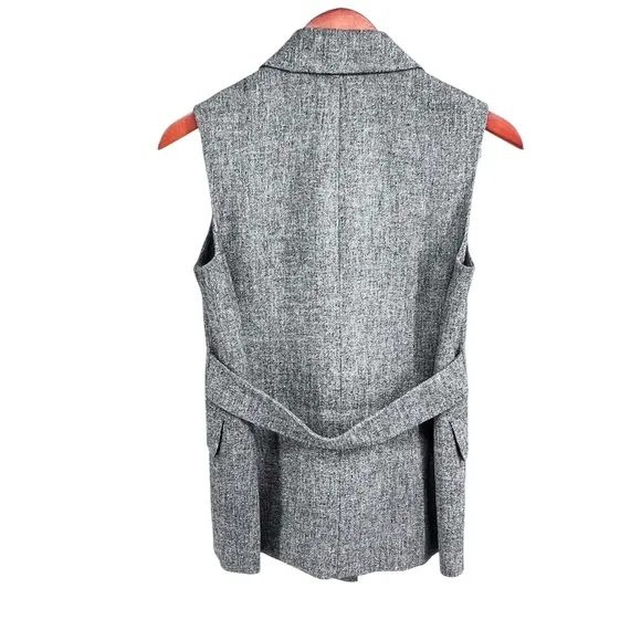 Theory Womens Sedeia Linen Crepe Vest Size 2 Gray Speckled Boucle Structured