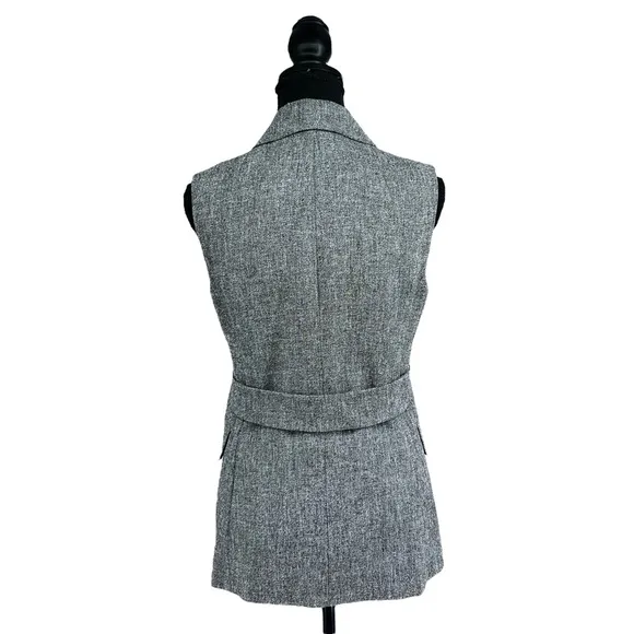 Theory Womens Sedeia Linen Crepe Vest Size 2 Gray Speckled Boucle Structured