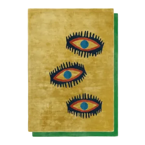 Three Evil Eyes Viscose Hand Tufted Wool Rug