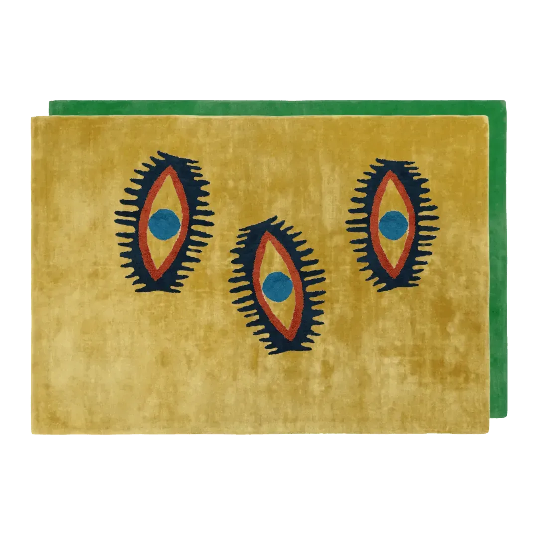 Three Evil Eyes Viscose Hand Tufted Wool Rug