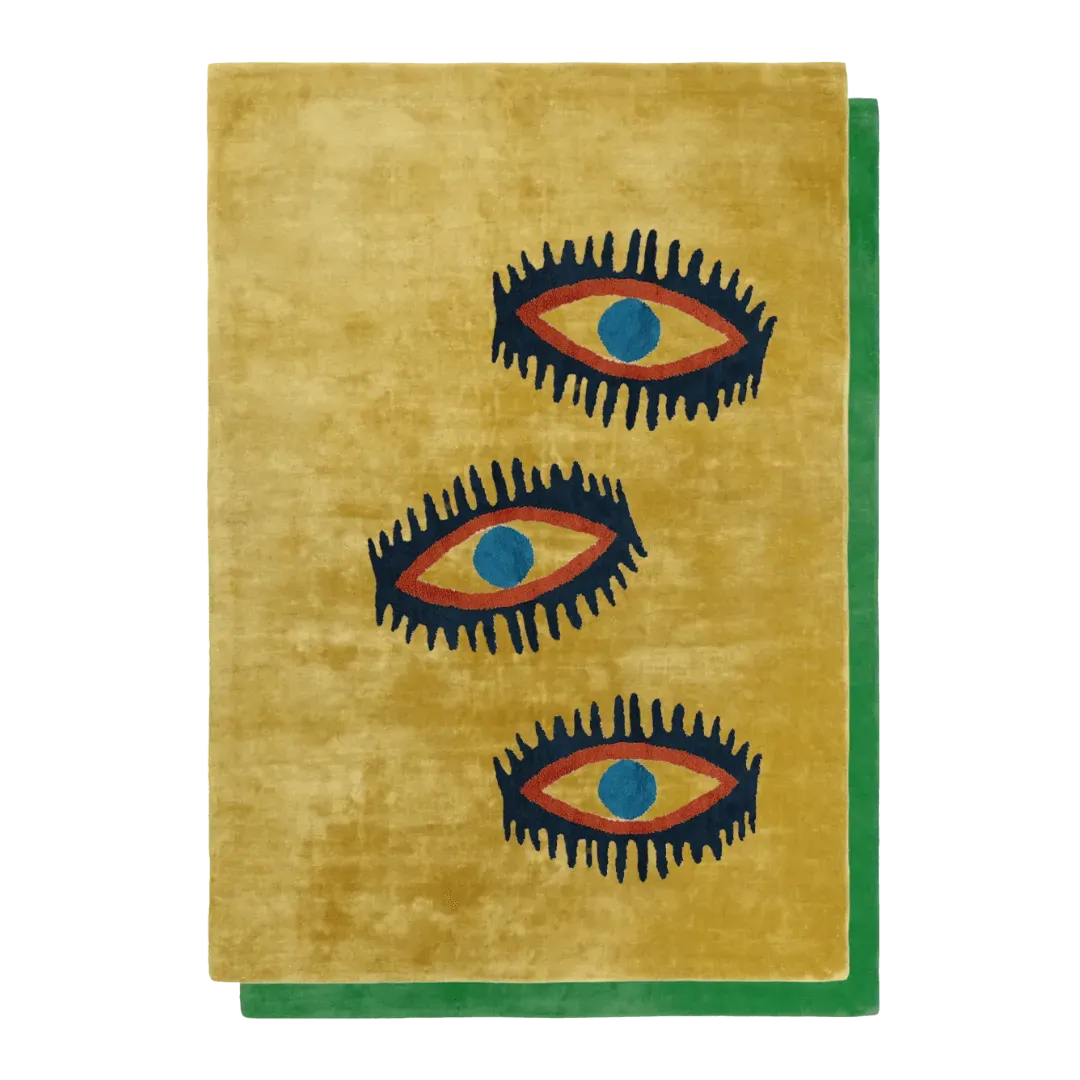 Three Evil Eyes Viscose Hand Tufted Wool Rug