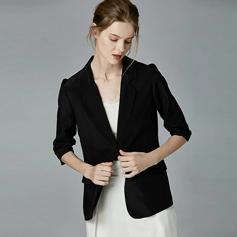 Three-quarter Sleeve Single Button Suit For Women
