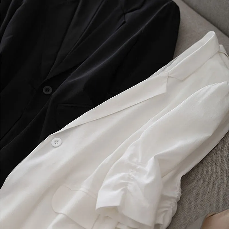 Three-quarter Sleeve Single Button Suit For Women