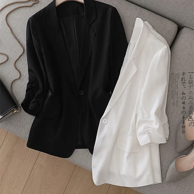 Three-quarter Sleeve Single Button Suit For Women