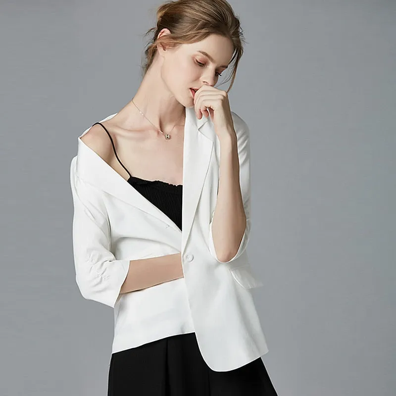 Three-quarter Sleeve Single Button Suit For Women