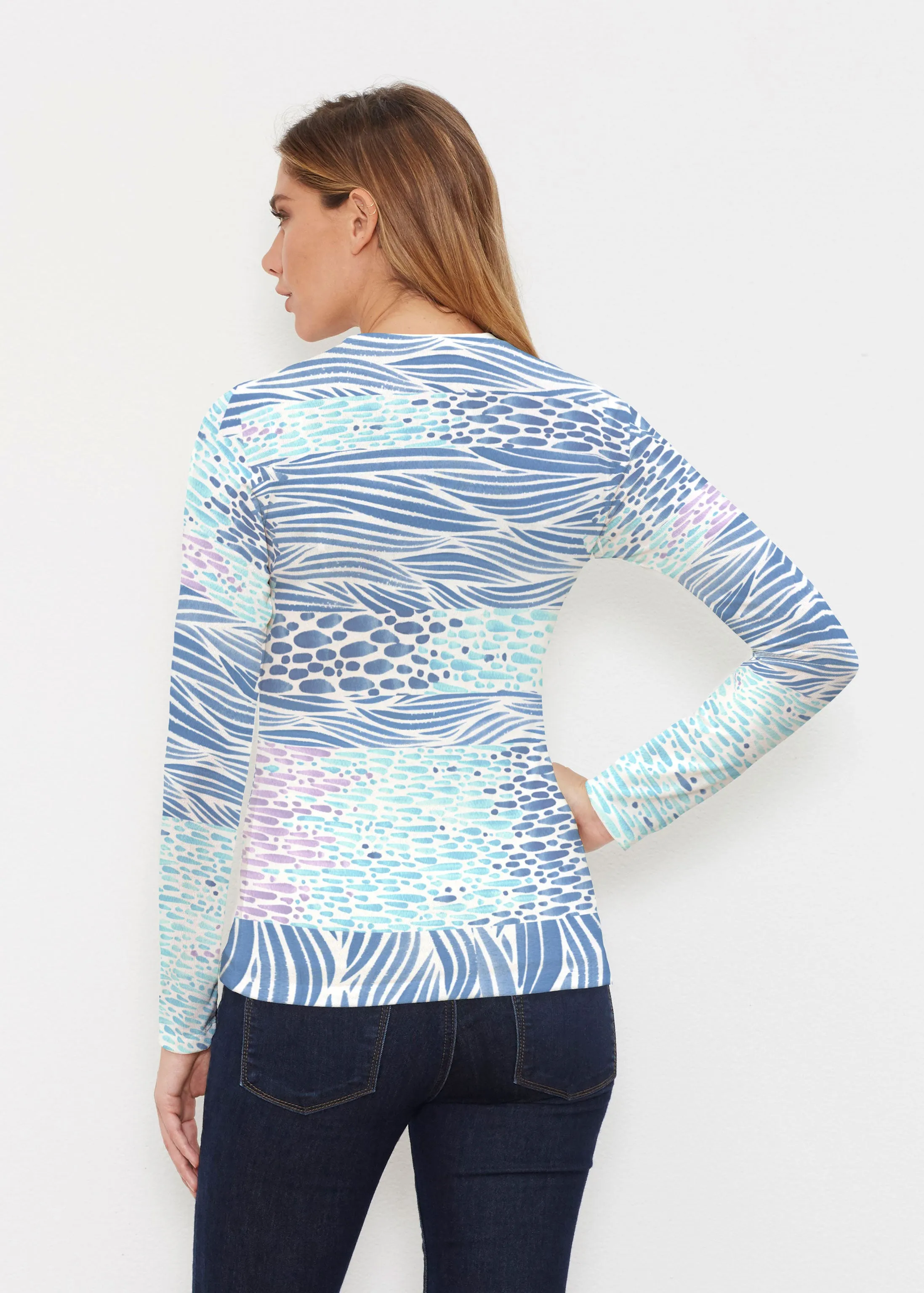 Tidal Stripe (11080) ~ Butterknit Long Sleeve V-Neck Top
