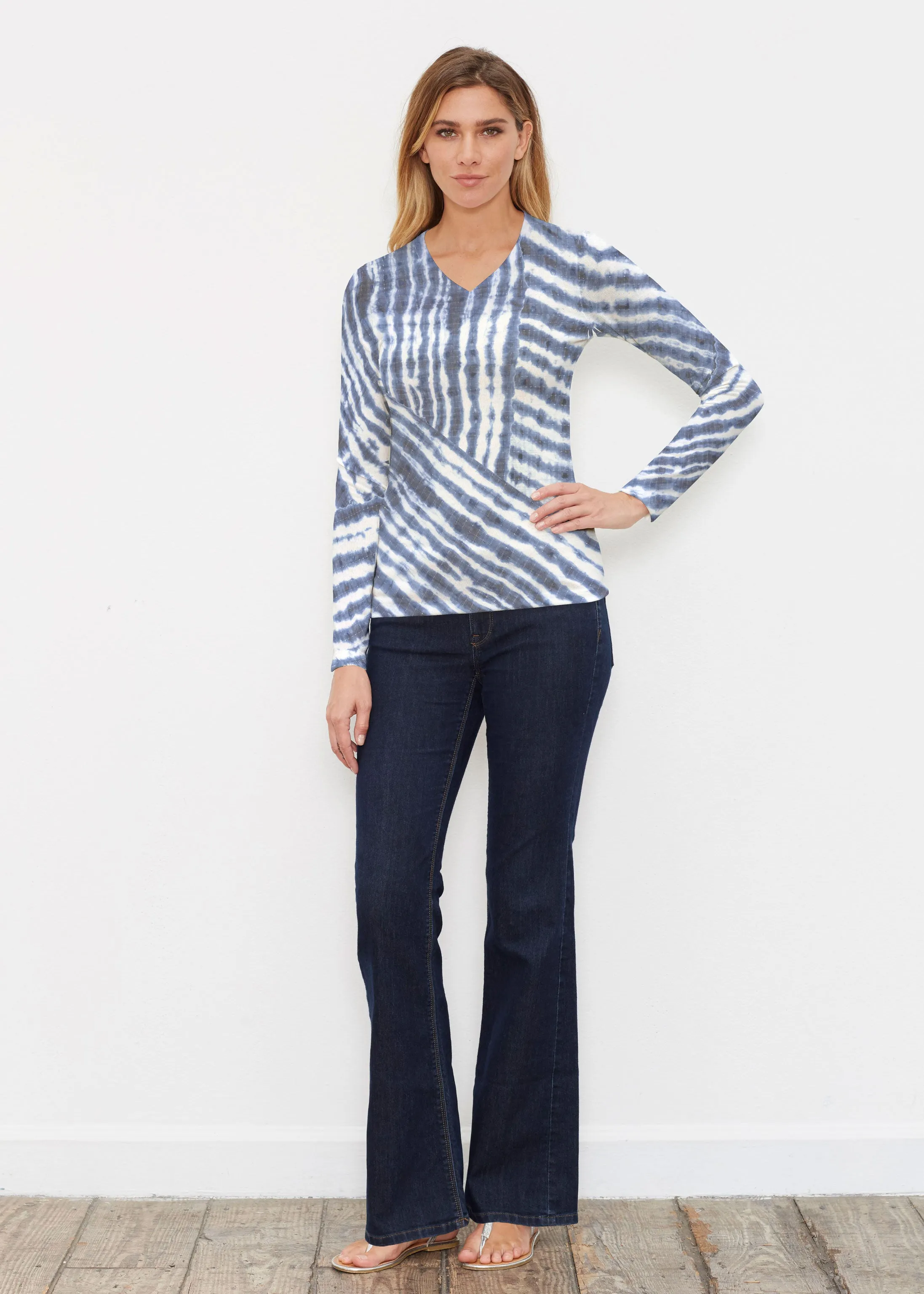 Tie-Dye Ripple (14183) ~ Butterknit Long Sleeve V-Neck Top