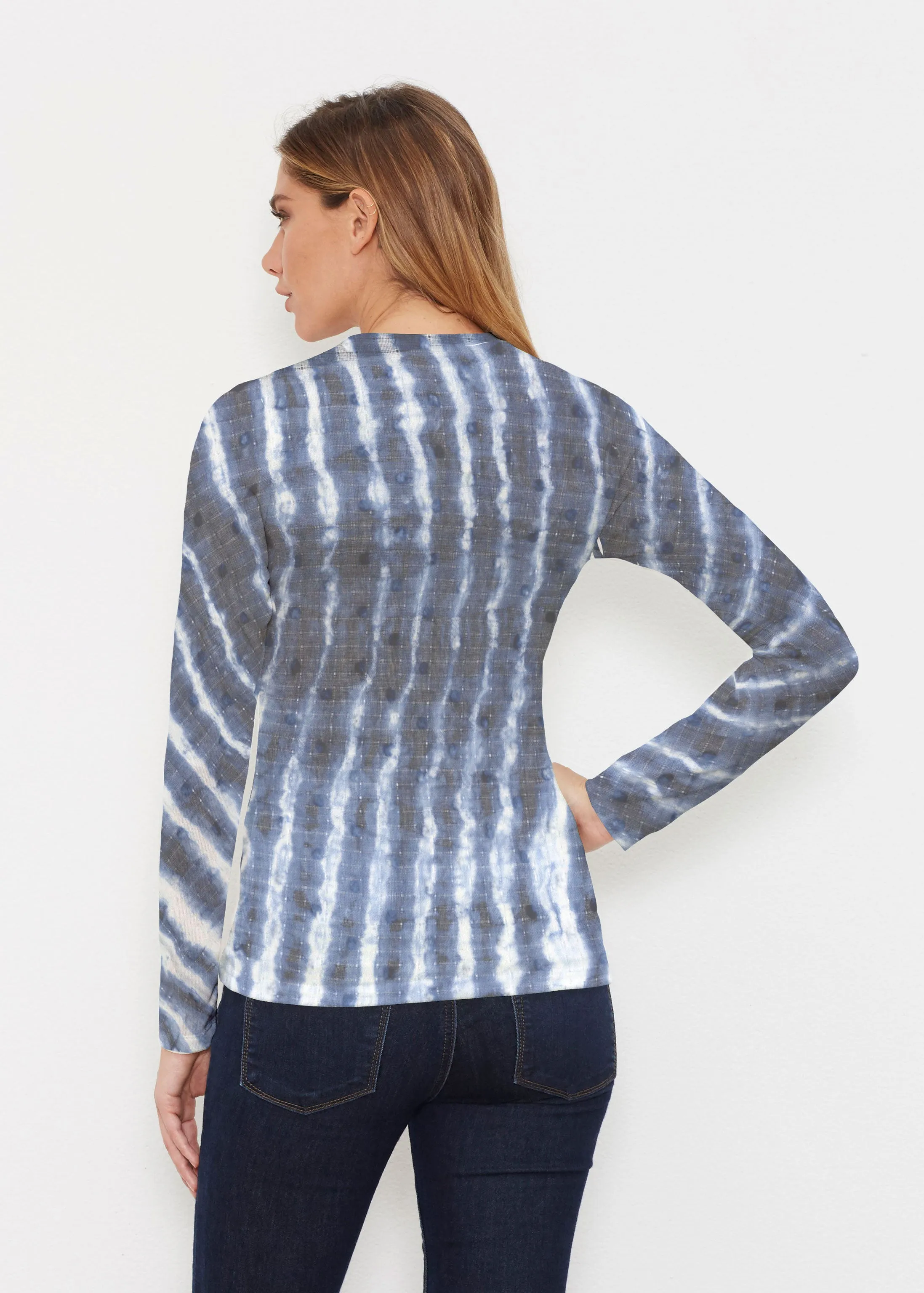 Tie-Dye Ripple (14183) ~ Butterknit Long Sleeve V-Neck Top