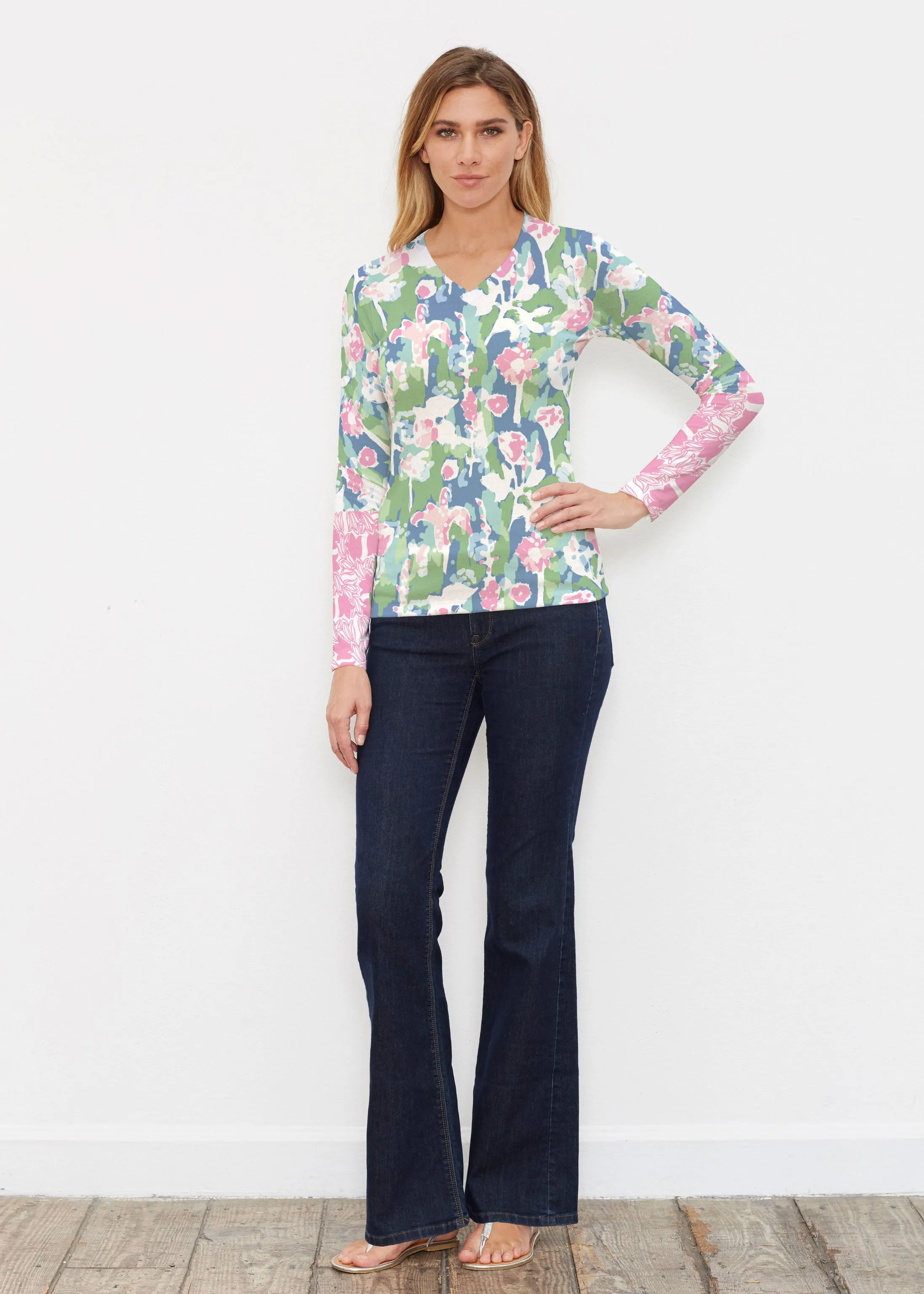 Tiptoe Tulips (20416) ~ Butterknit Long Sleeve V-Neck Top
