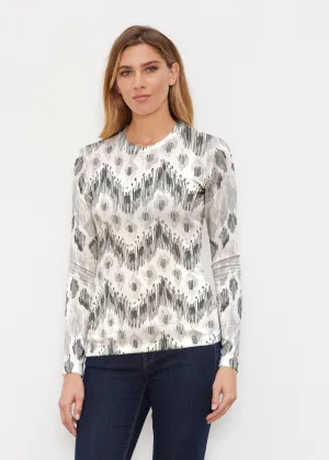 Tonal Waves Black (7834) ~ Butterknit Long Sleeve Crew Top