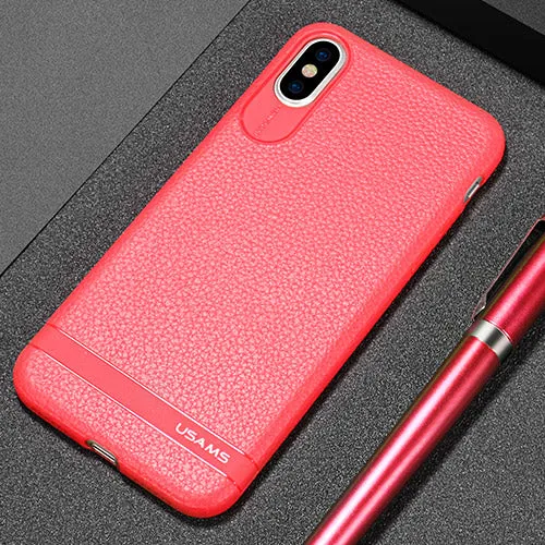 TPU case for iPhone X with Litchi texture - Black,Red,Grey,brown,Blue