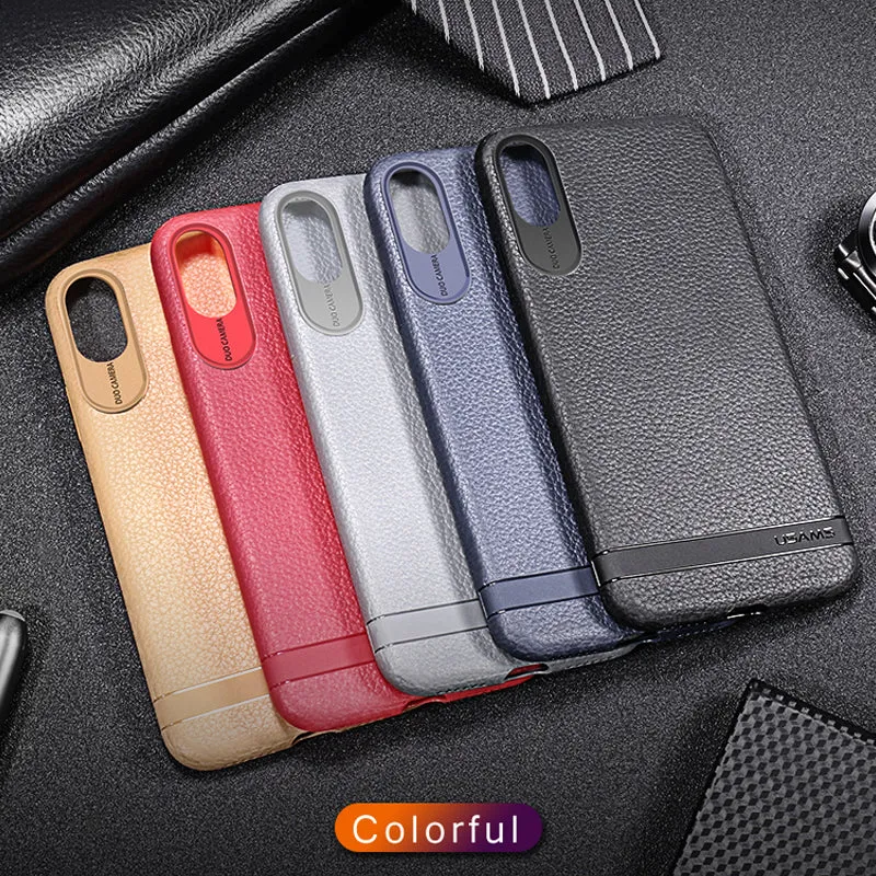 TPU case for iPhone X with Litchi texture - Black,Red,Grey,brown,Blue