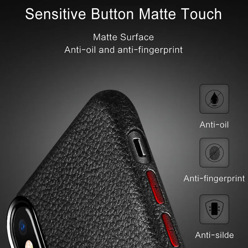 TPU case for iPhone X with Litchi texture - Black,Red,Grey,brown,Blue