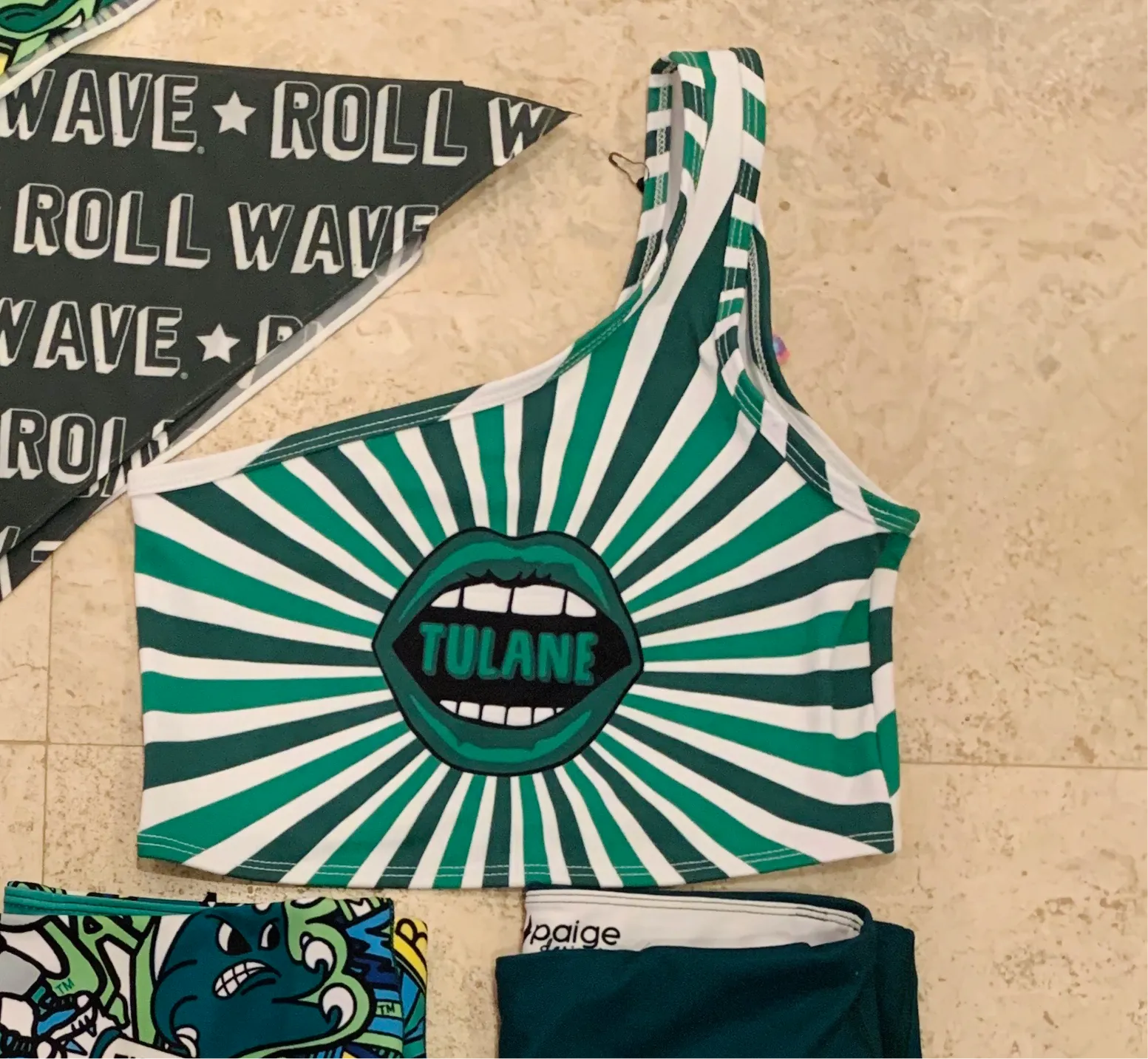 Tulane Starburst Lips One Shoulder Top