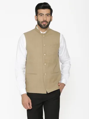 Tweed Wool Beige Modi Nehru Jacket