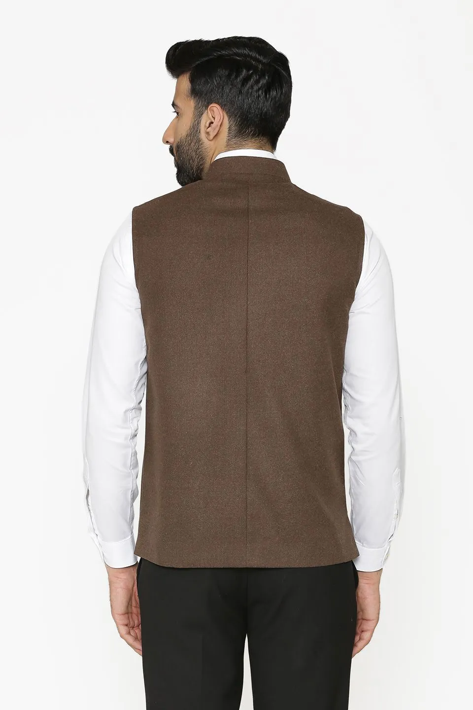 Tweed Wool Brown Modi Nehru Jacket