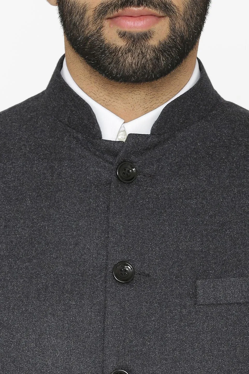 Tweed Wool Grey Modi Nehru Jacket