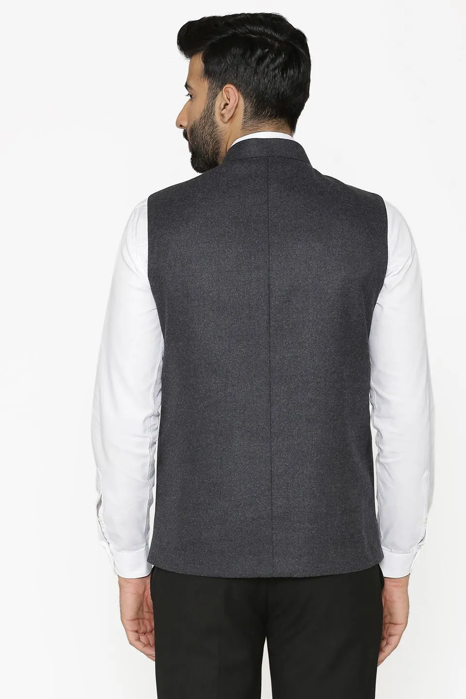 Tweed Wool Grey Modi Nehru Jacket