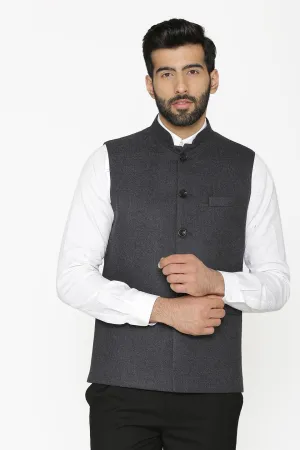 Tweed Wool Grey Modi Nehru Jacket