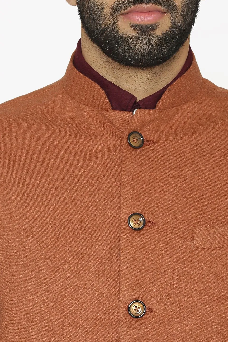 Tweed Wool Orange Modi Nehru Jacket