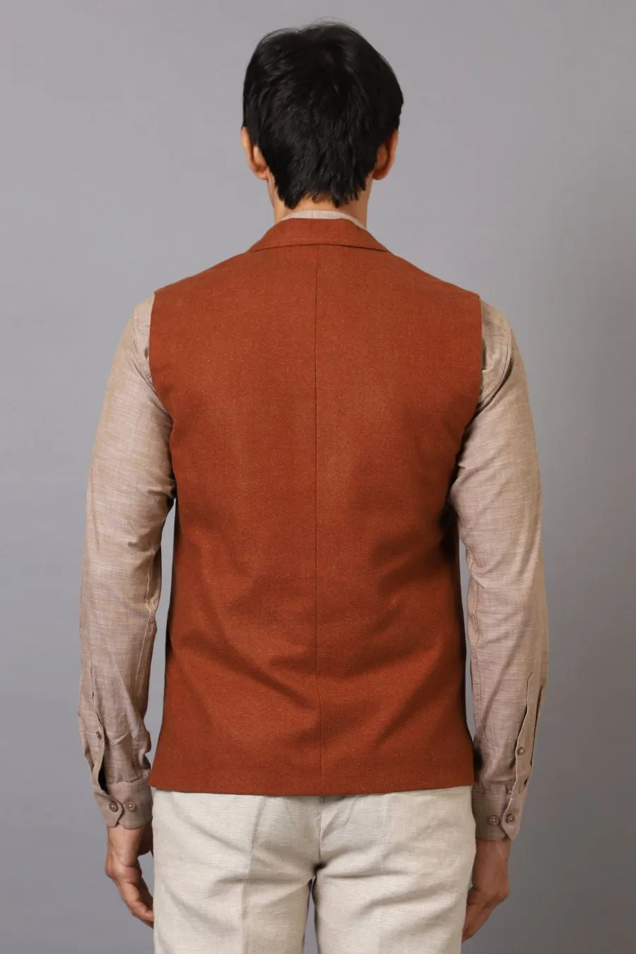 Tweed Wool Orange Modi Nehru Jacket