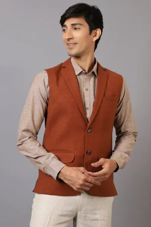 Tweed Wool Orange Modi Nehru Jacket