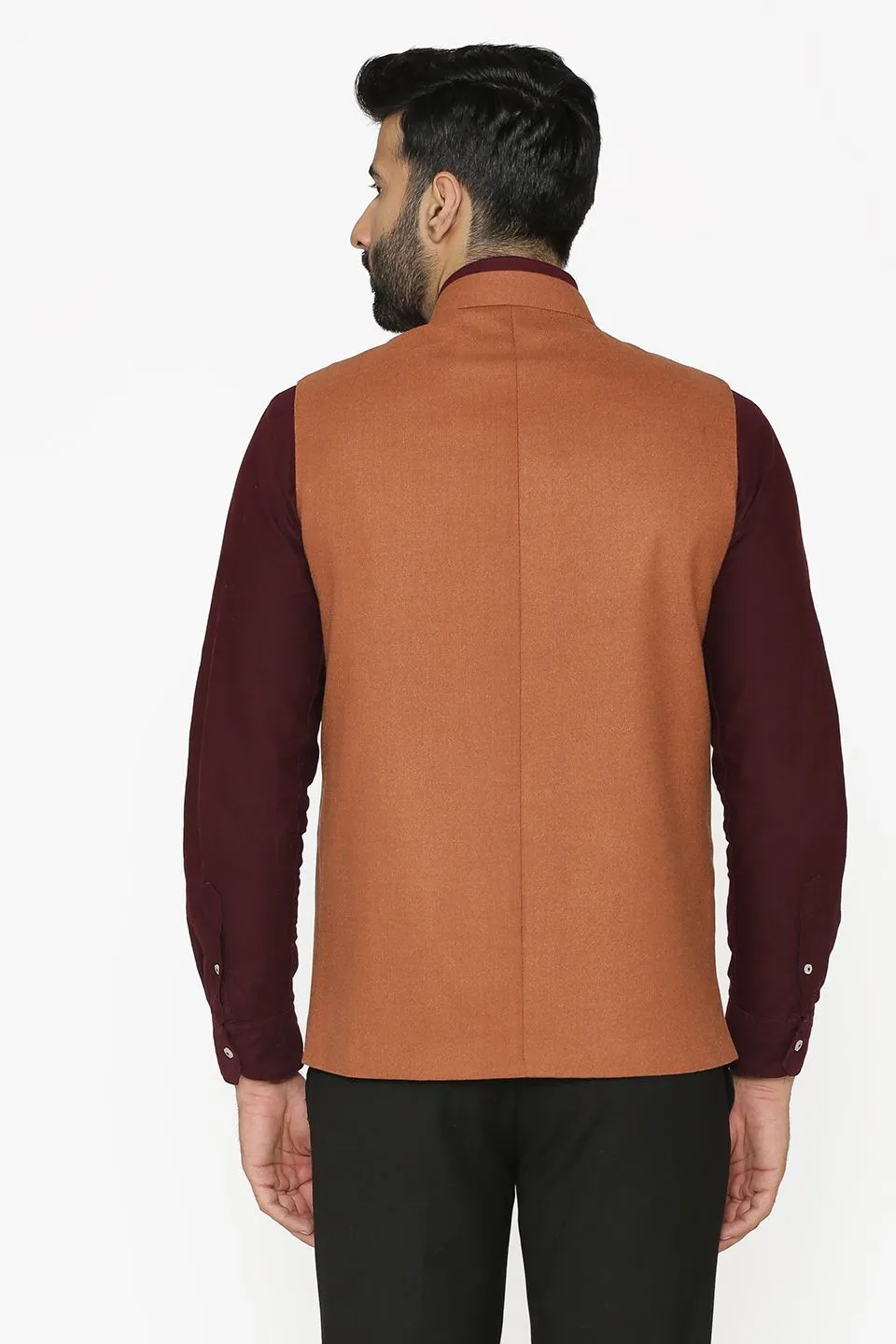 Tweed Wool Orange Modi Nehru Jacket
