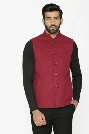 Tweed Wool Red Modi Nehru Jacket