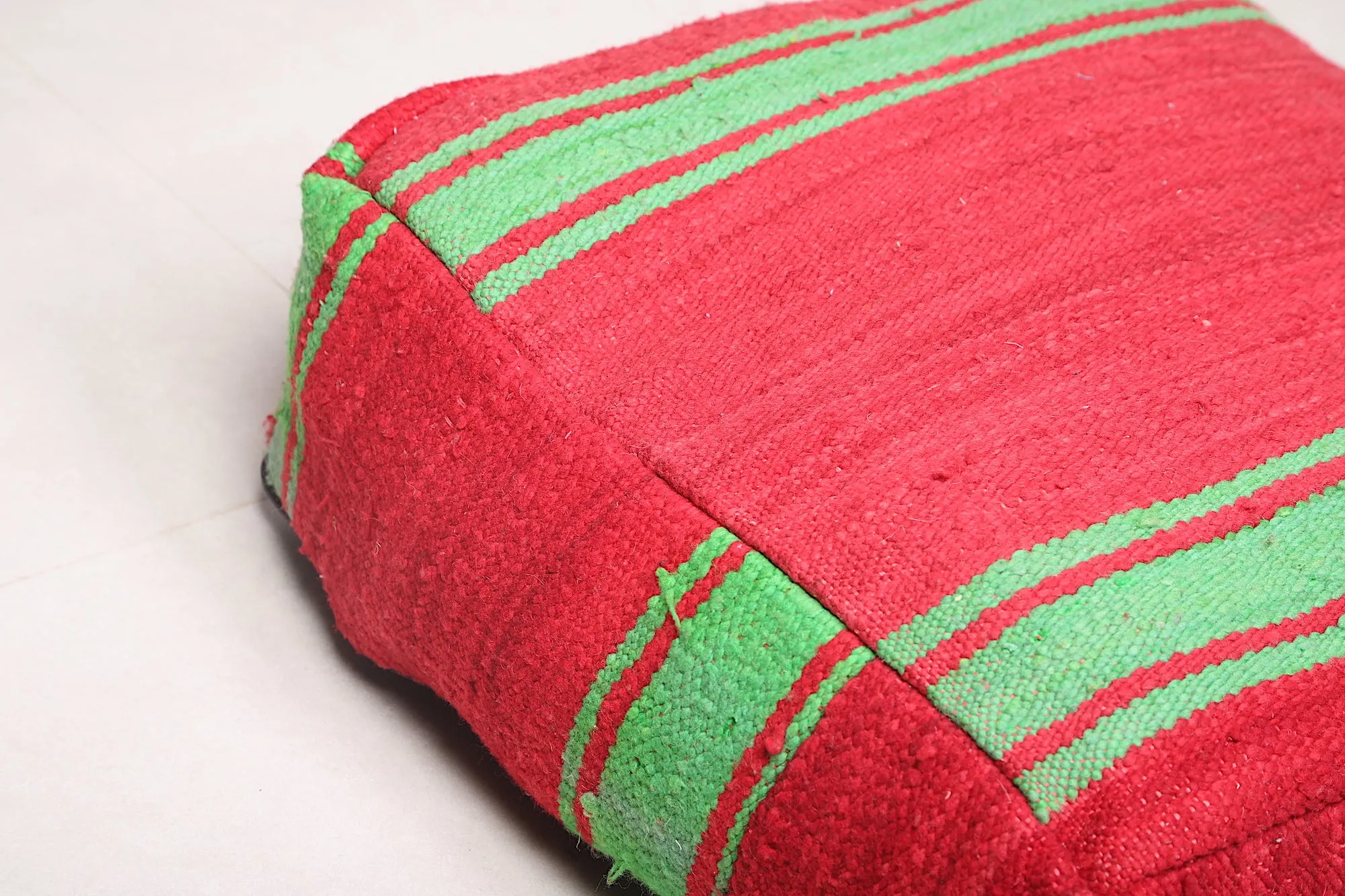 Two red Moroccan Kilim Poufs Footstool