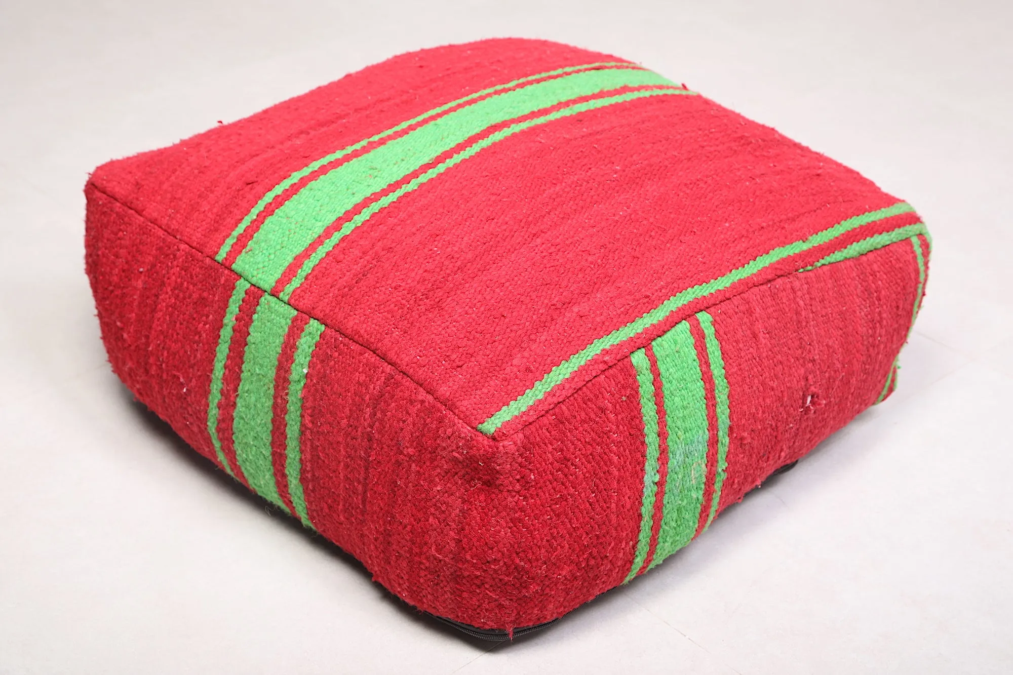 Two red Moroccan Kilim Poufs Footstool
