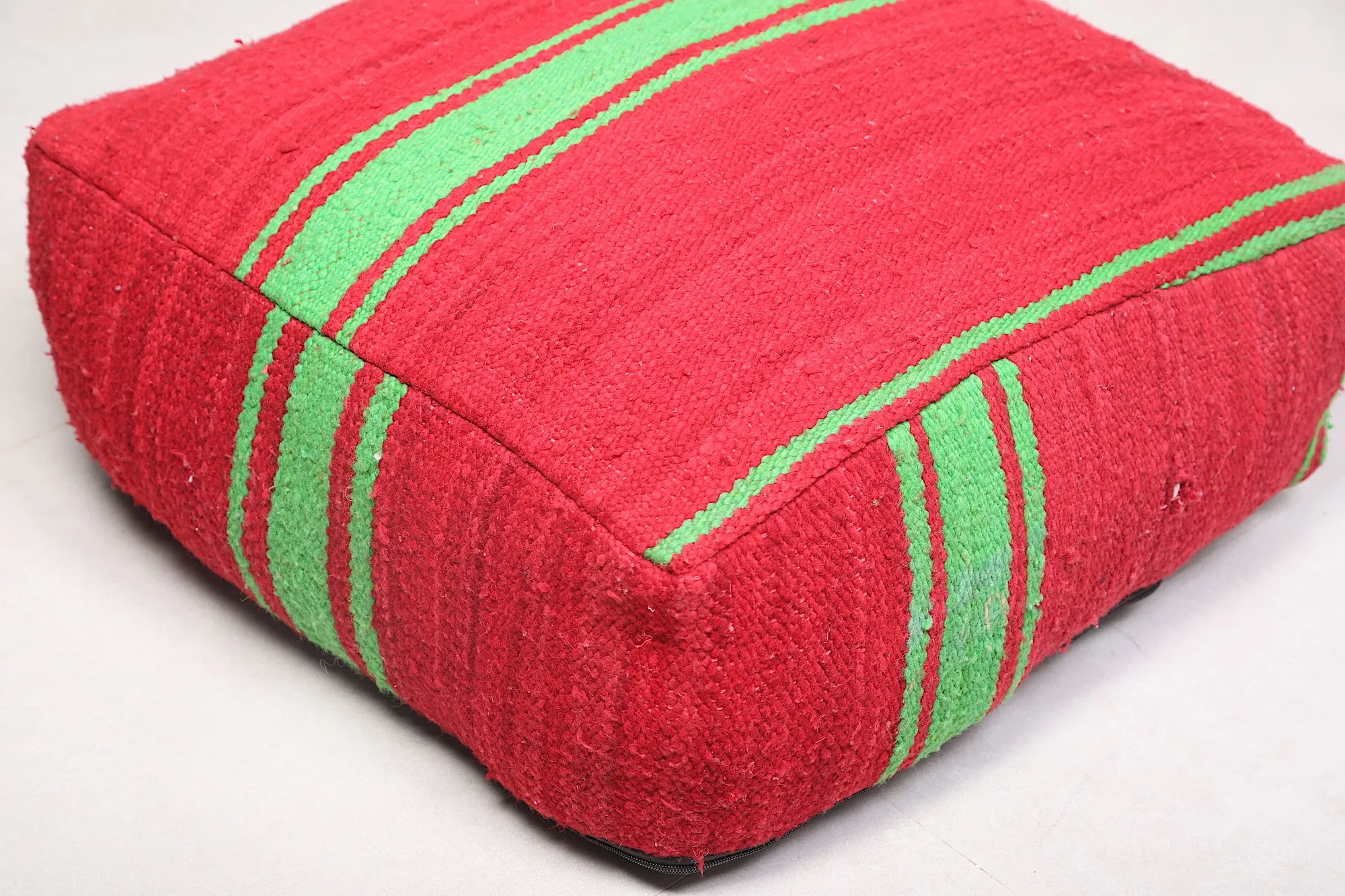 Two red Moroccan Kilim Poufs Footstool