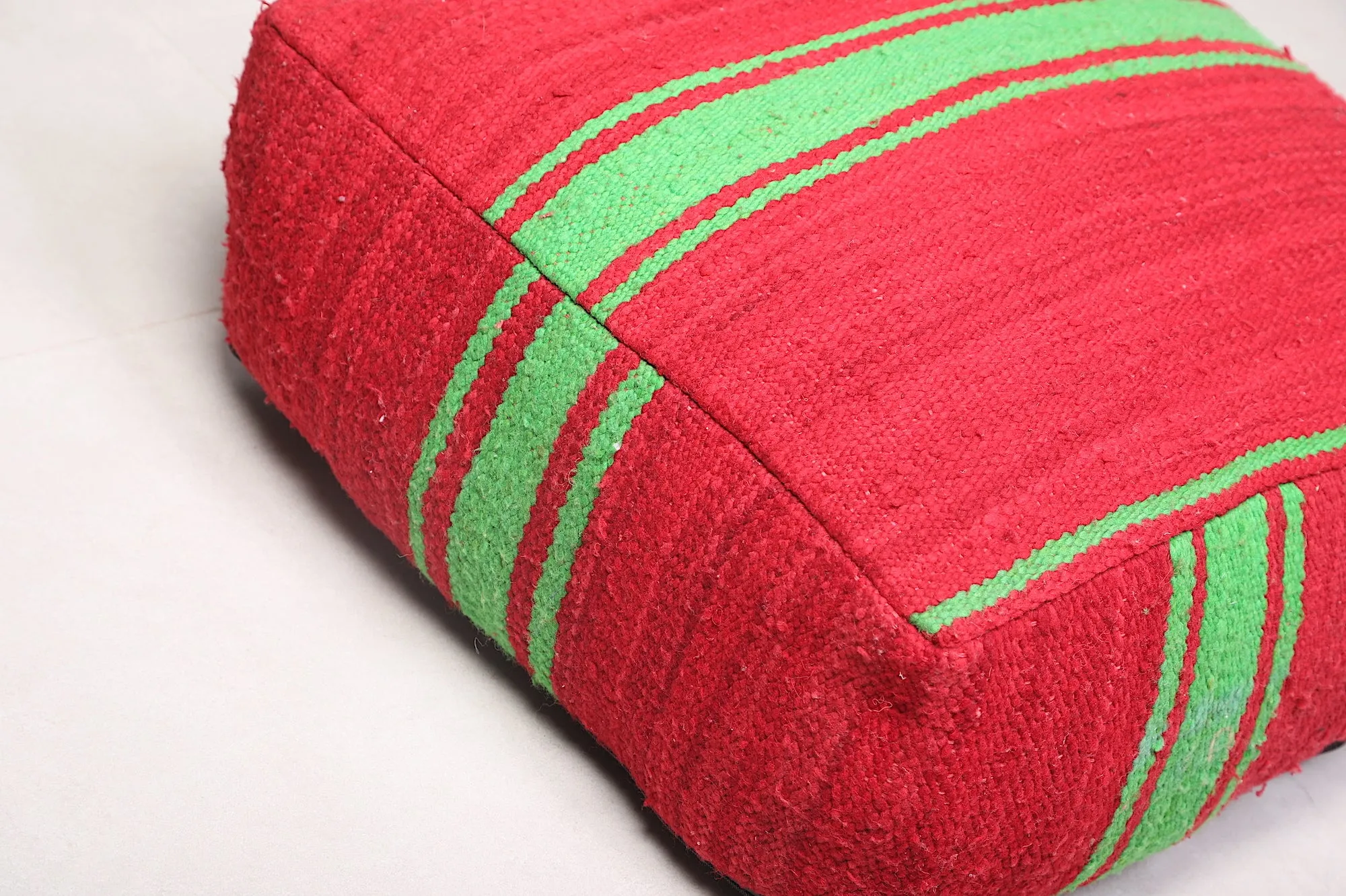 Two red Moroccan Kilim Poufs Footstool