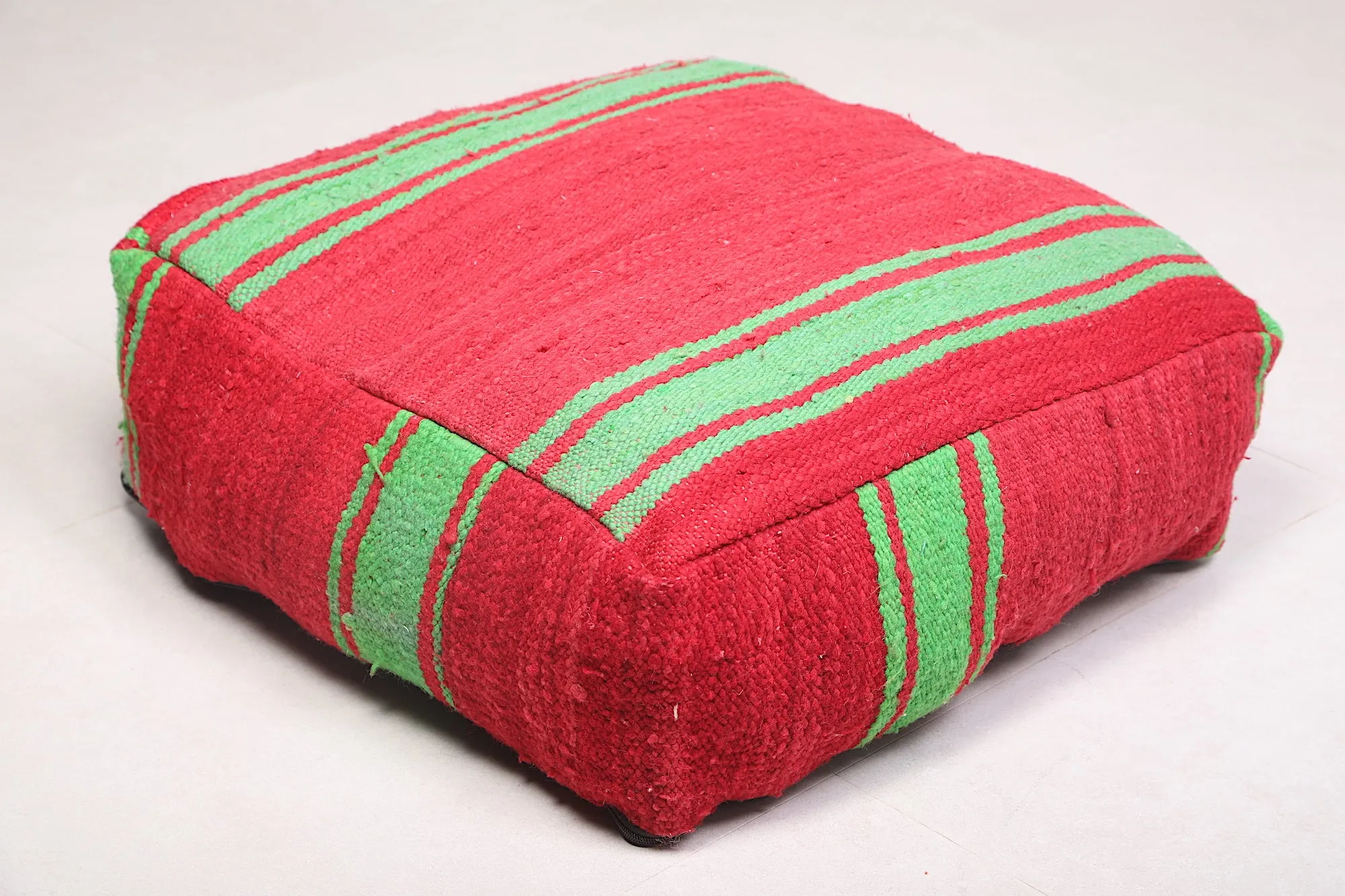Two red Moroccan Kilim Poufs Footstool