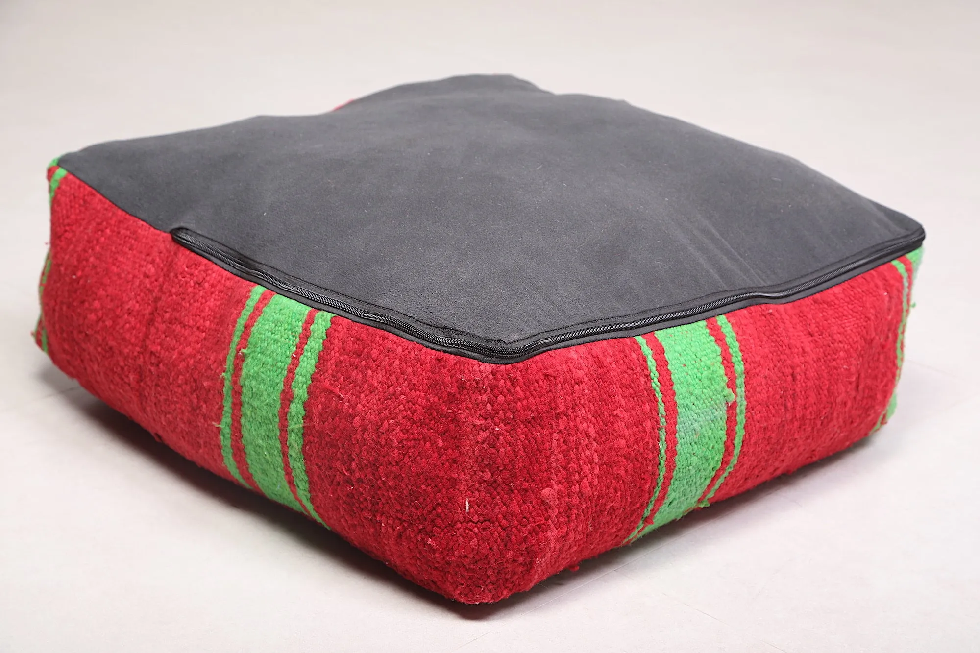 Two red Moroccan Kilim Poufs Footstool