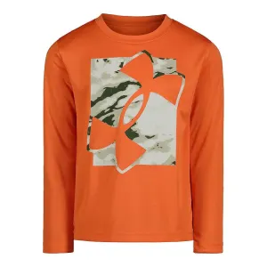 Under Armour Boys' UA Arena Marble Big Logo Long Sleeve - Dark Tangerine
