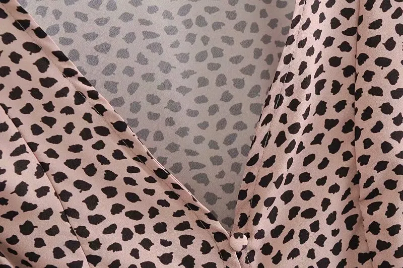 V-neck Lace-up Shirred Frill Polka Dot Floral Mini Dresses