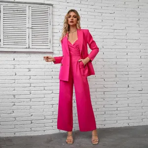 V Neck Long Sleeve Pure Color Bodycon Set PZL002