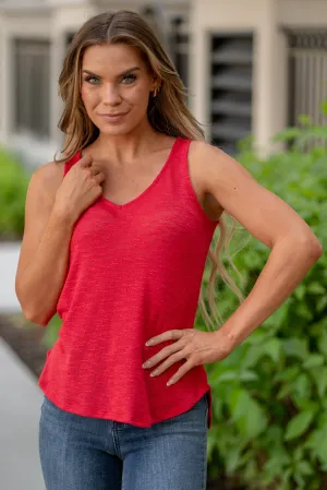 V Neck Sleeveless Cami Top Classic Ruby