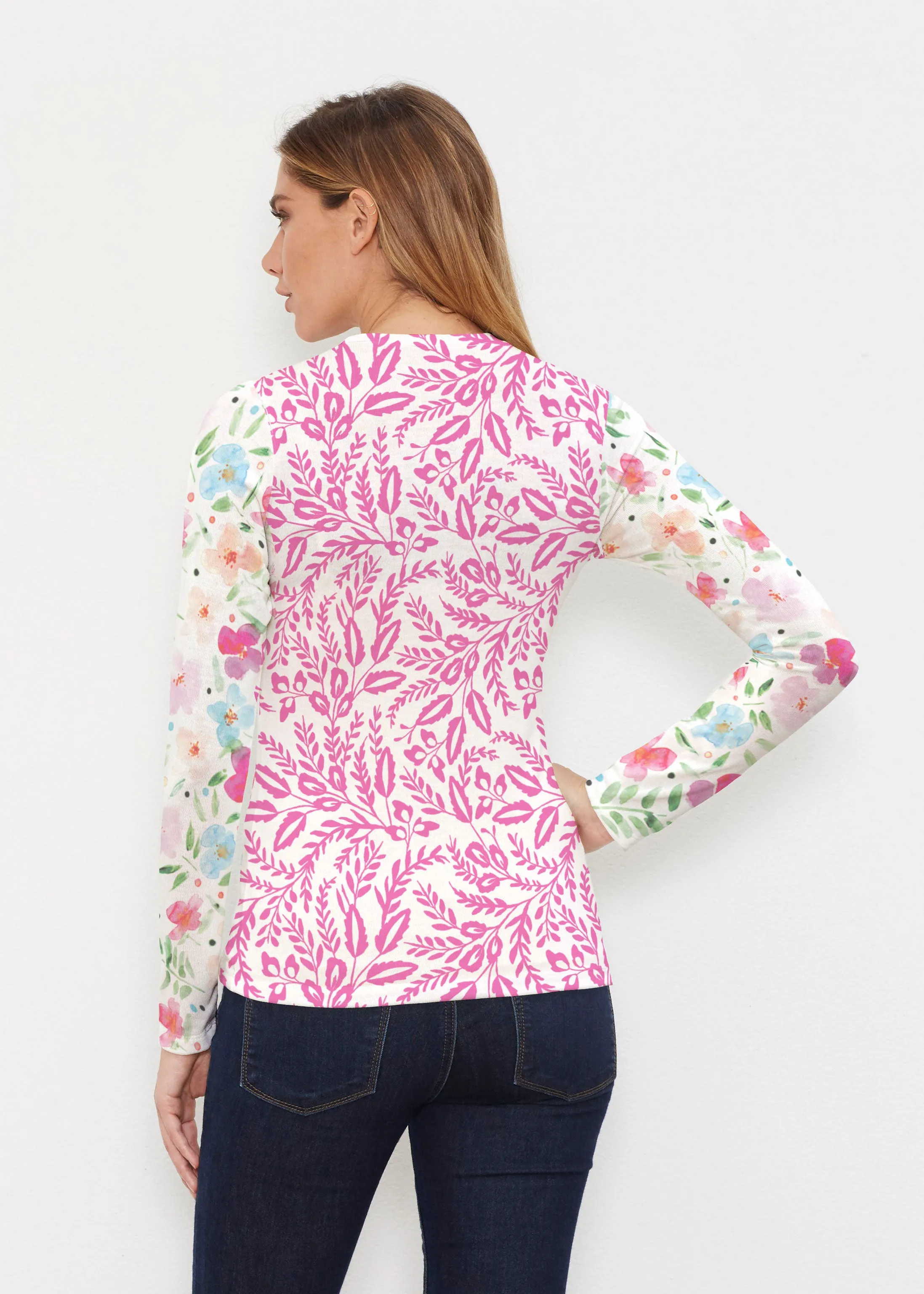 Vibrant Meadow (8026) ~ Butterknit Long Sleeve V-Neck Top