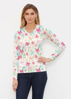 Vibrant Meadow (8026) ~ Butterknit Long Sleeve V-Neck Top