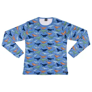 Villervalla Whale Print Unisex Adult Top - Nautic Blue