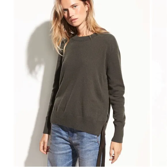 Vince Bow Side Tie Cashmere Crew Sweater Womens Size Medium Pre Owned