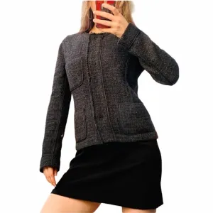 Vince Classy Woven Fringed Wool Silk Jacket Blazer