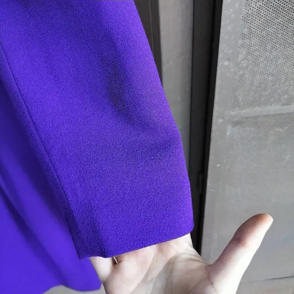 Vintage 1980s Gillian 100% Wool Purple Long Sleeve Button Front Sheath Dress