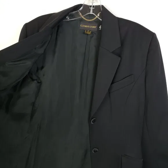 Vintage Classiques Entier 100% Wool Blazer Japan Black Longline size 12 Wmns Y2K