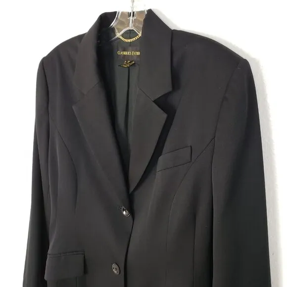 Vintage Classiques Entier 100% Wool Blazer Japan Black Longline size 12 Wmns Y2K