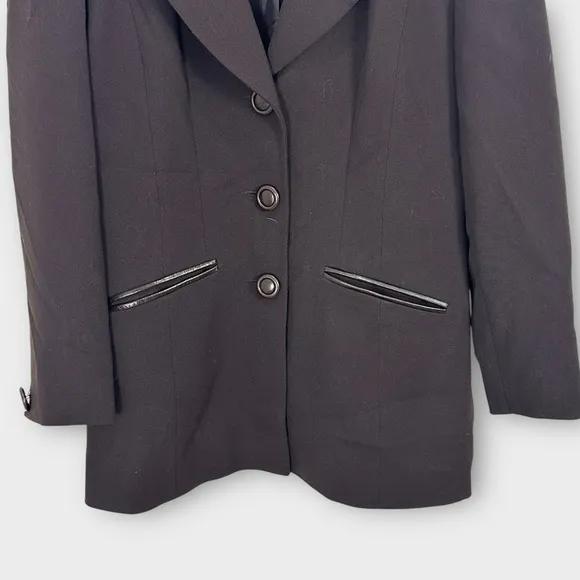 Vintage Electre Paris Chocolate Brown Wool Leather Blazer Medium Academia