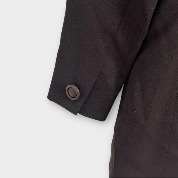 Vintage Electre Paris Chocolate Brown Wool Leather Blazer Medium Academia