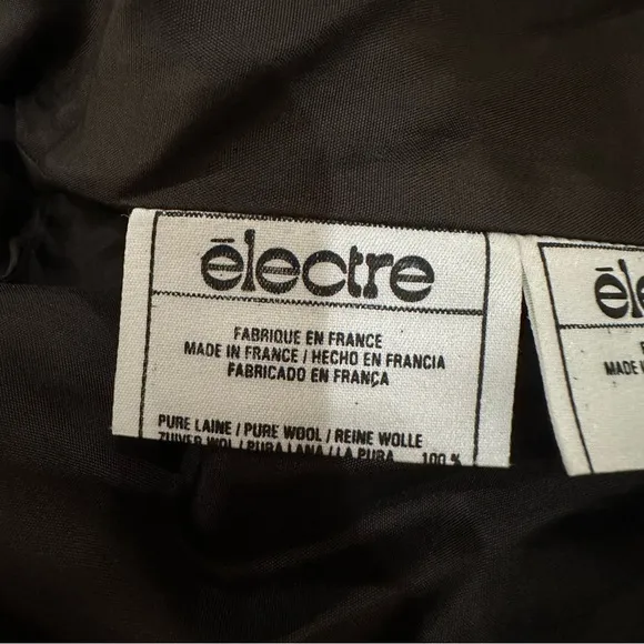 Vintage Electre Paris Chocolate Brown Wool Leather Blazer Medium Academia